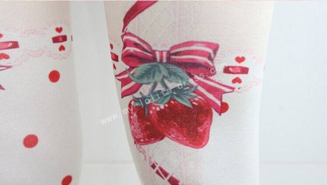 Strawberry Printed Sweet Lolita Tights