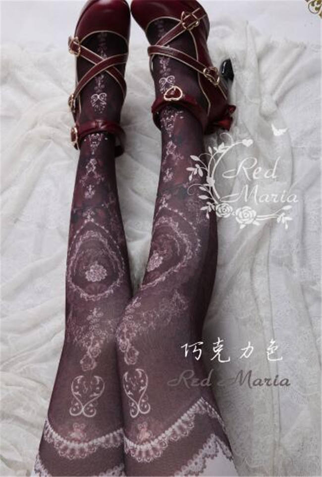 The Peacock Feather~ Vintage Double-sides Printed Lolita Tights