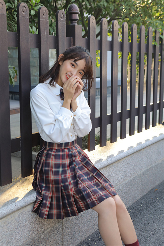 Alice Girl ~College Style Gingham Skirt + Blouse Set -Pre-order CLOSED