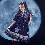Starry Sky Bunches~Classical Dolls Lolita OP Purple Size L - In Stock