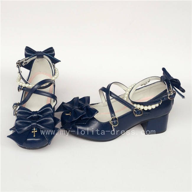 Sweet Bows Cross Straps Lolita Heels Shoes
