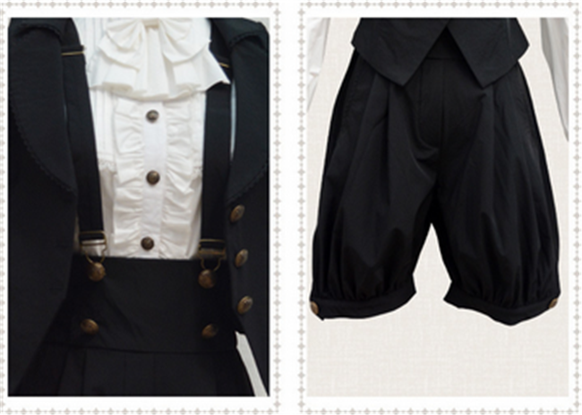 Black Vingtage Chiffon Ouji Lolita Vest + Short Pants - In Stock