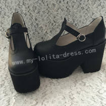Lady's Gothic Matte Black Lolita Heels High Platform