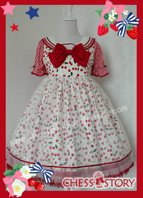 Chess Story Sweet Ice Cherry Lolita JSK and Shirt Set
