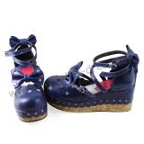 Dark Blue Bows Lolita Shoes -IN STOCK