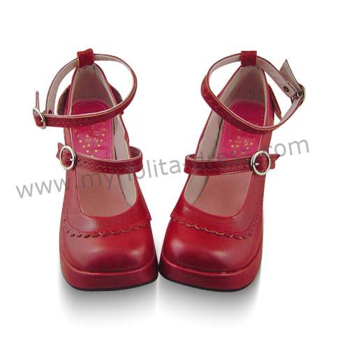 Purple Cross Straps Lolita Shoes