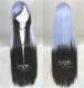 Harajuku Style White Blue Black Gradient Cosplay 100cm Long Straight  Wig off