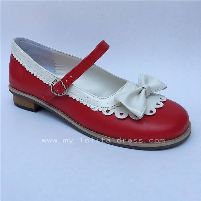 Pretty Bow Flower Flat Heel Lolita Shoes