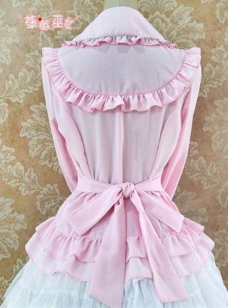 Long Sleeves Ruffles Silk Linen Lolita Shirt