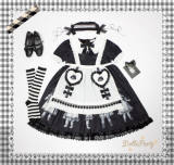 Antique Paper Doll~ Black Lolita OP Short Sleeves -Ready Made