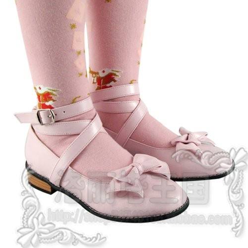 Black/White/Pink/Red Flat Heels Lolita Shoes -Pink Size 38 In Stock