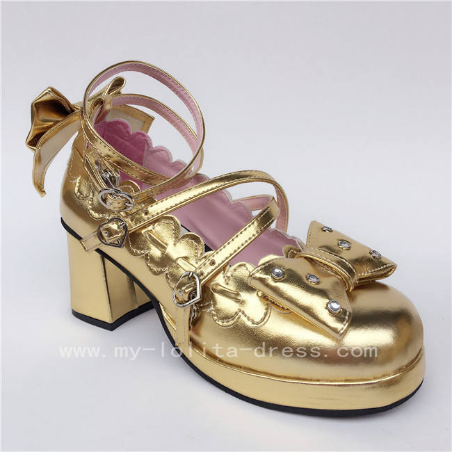 Golden Bows Cute Girls Shoes
