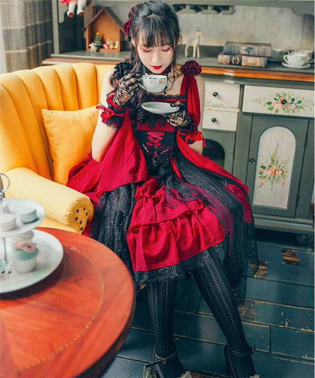 Nine Odes ~She Sings In The Mountain~ Gothic Lolita JSK -Ready Made