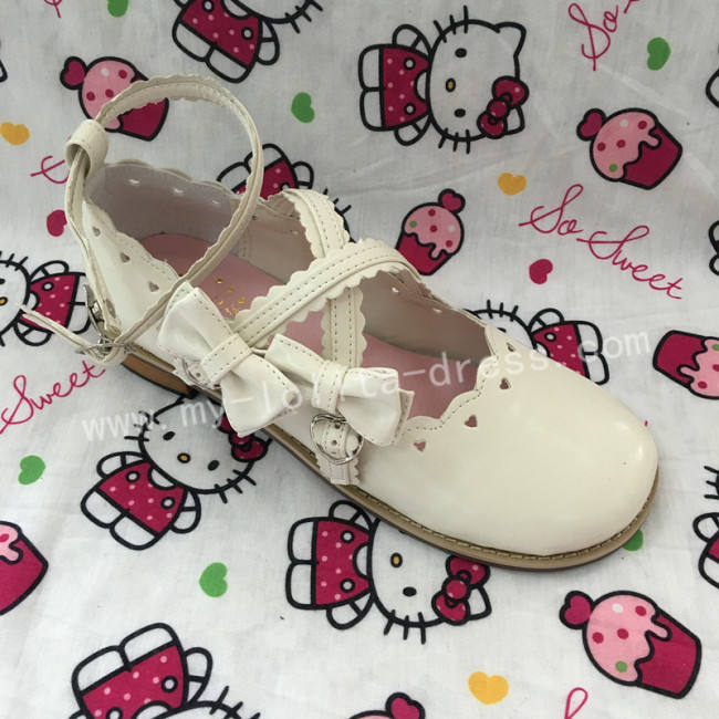 White Hearts Sweet Lolita Girls Shoes