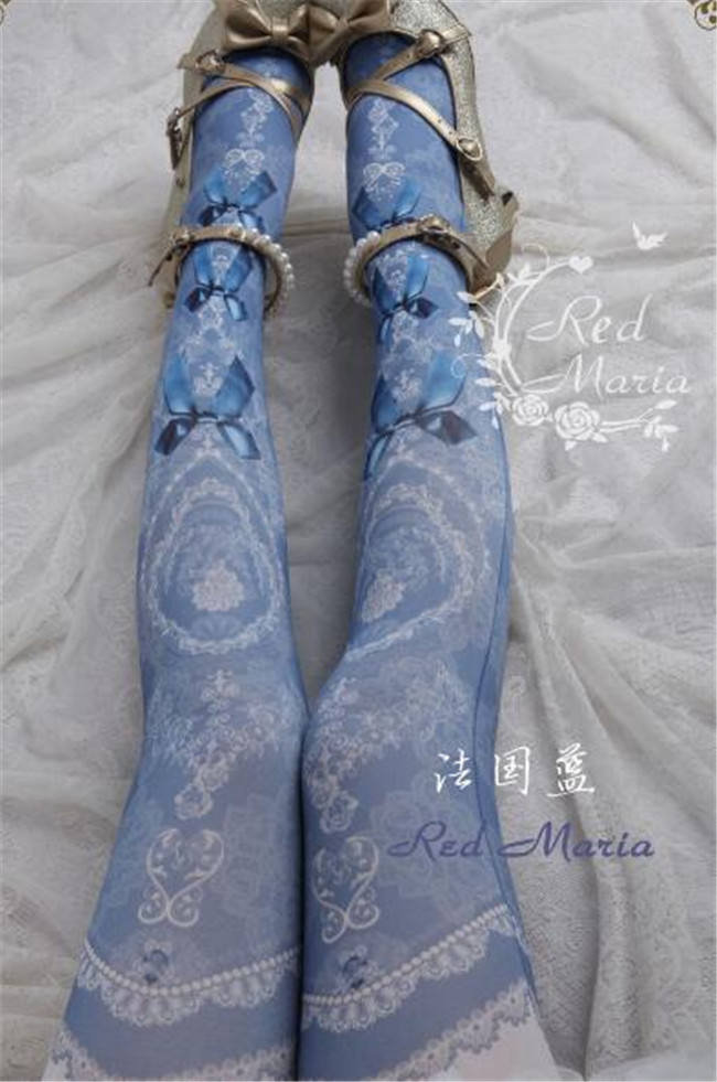 The Peacock Feather~ Vintage Double-sides Printed Lolita Tights