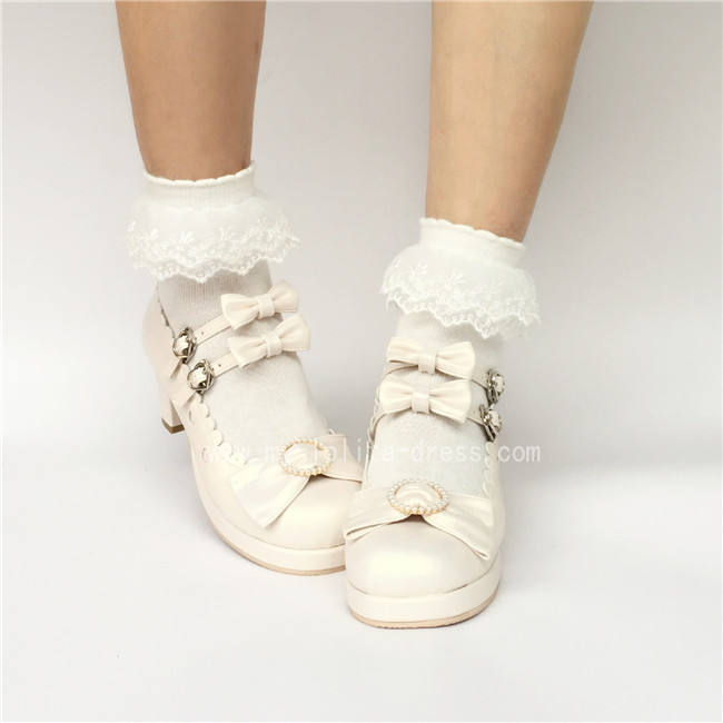 Sweet 3 Bows Lolita Heels Shoes
