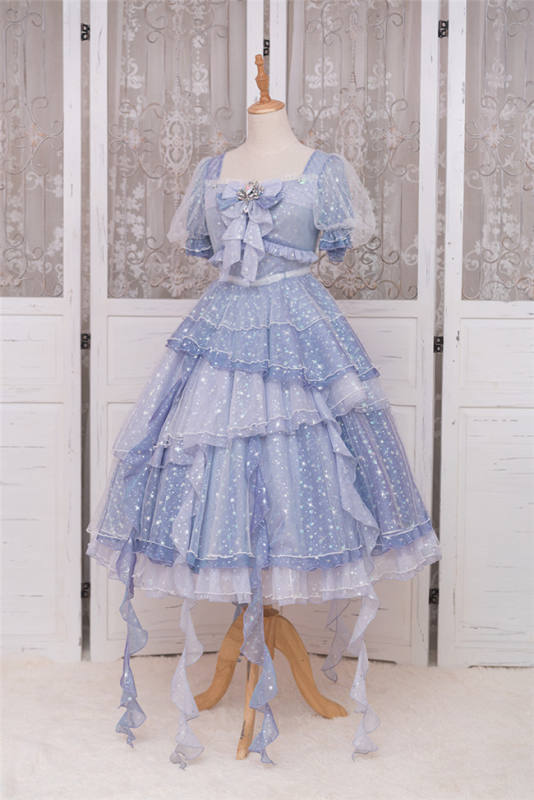 Fantastic Wind ~Deep-sea Maiden~ Kirakira Chiffon Stars Lolita OP -Ready Made