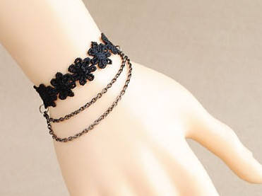 Retro Black New Style Rose Lace Lolita Bracelet out