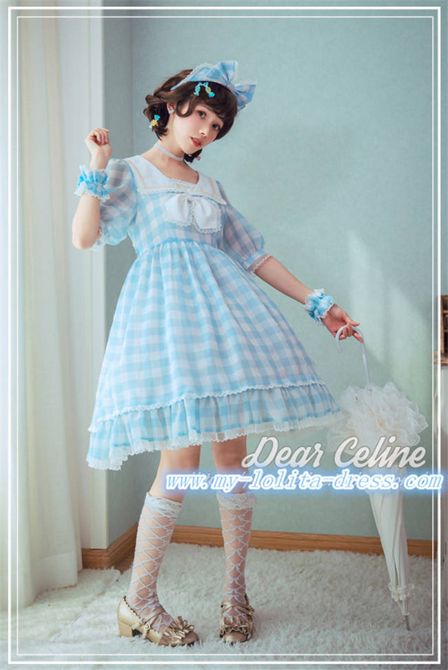 Fruit Sugers In Summer Gingham Lolita OP - Ready MADE