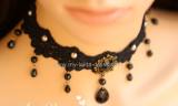 Black Gothic Lolita Vintage Neck Lace Pendant-out