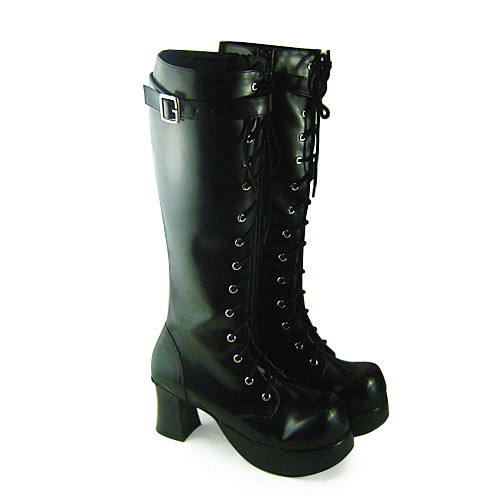 Black High Heels Straps Lolita Boots