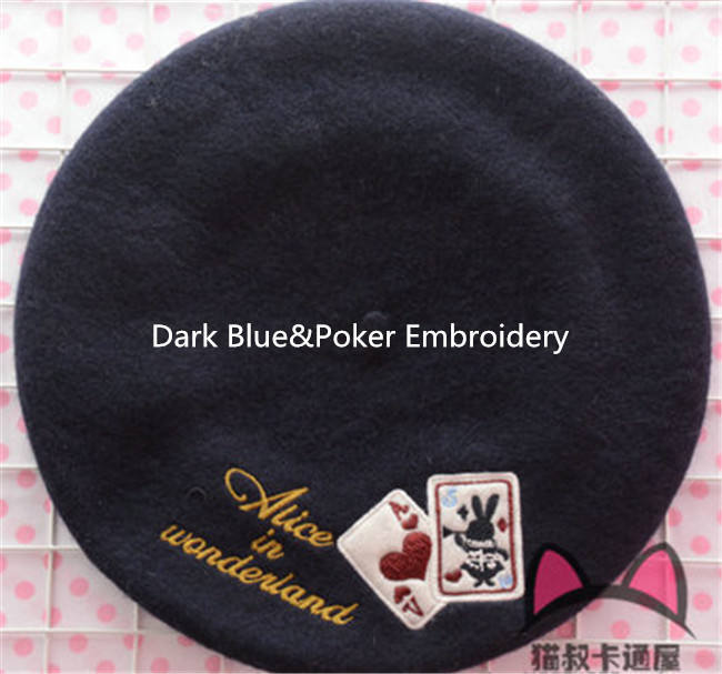 Swimmer Wool Sweet Embroidery Lolita Beret In Stock