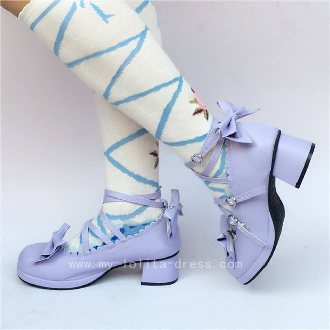 Black Glitter Bow Lolita Shoes