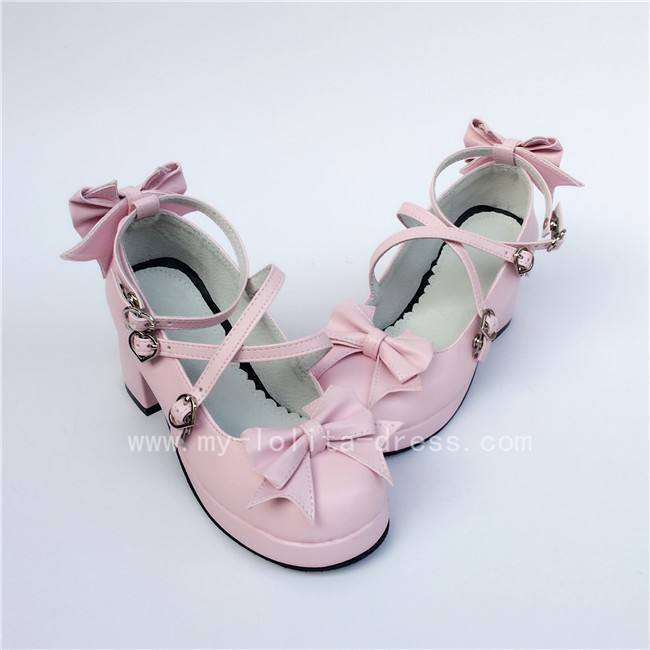 Sweet Cat's Ear Bows Matte Lolita Heels Shoes