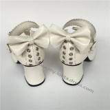 Sweet Matte White Lolita  Heel Shoes with bows