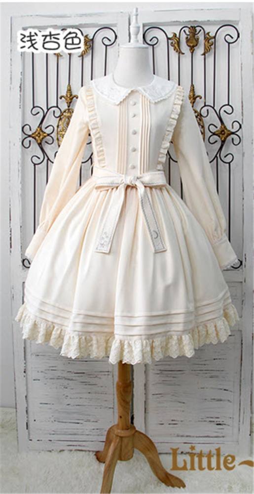 Little Dipper  ~Cat + Moon + Stars~ Embroidery Lolita Long Sleeves OP Dress - Ready Made