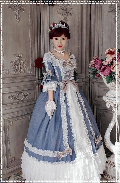 Moira~ Lolita Short Sleeves OP Dress -Sax Size XL In Stock