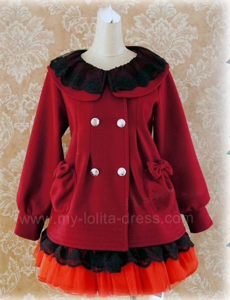 Lolita Babydoll Style Winter Coat Cream Size S - Free Shipping