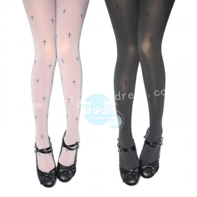 Mufish Cross Printed Sweet Lolita Tights - IN STOCK