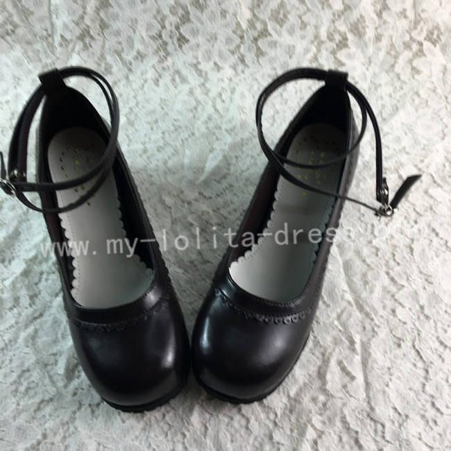 Gothic Matte Black Lolita Heels Shoes