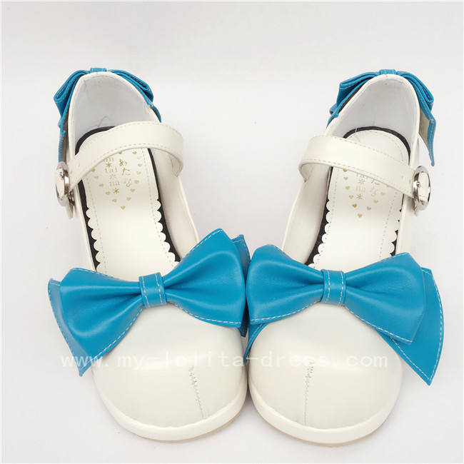 White Bow Platform Lolita Shoes
