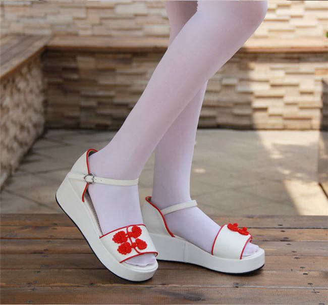 Angelic Imprint- Sweet Double Bows Embroidery Qi Lolita High Platform Shoes