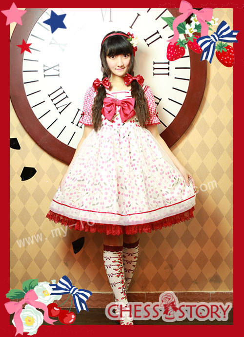 Chess Story Sweet Ice Cherry Lolita JSK and Shirt Set