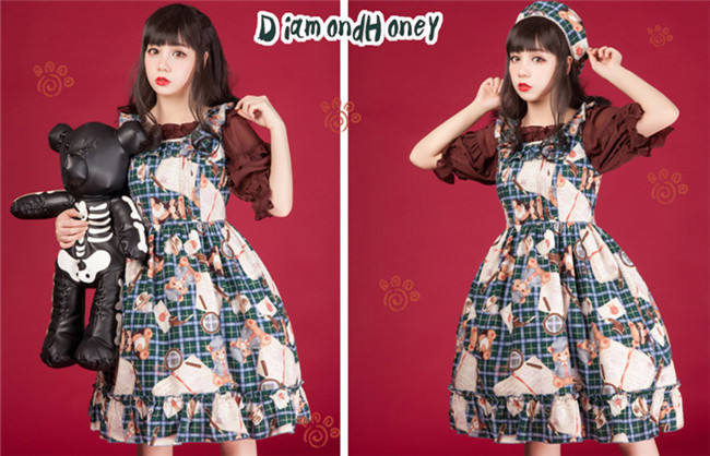 The Detective Bear~ Sweet Printed Lolita OP and JSK -OUT