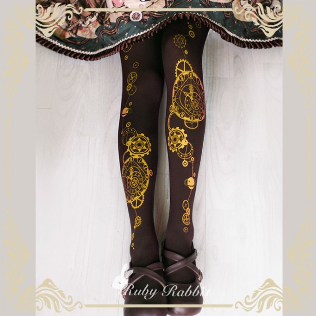 NWT Ruby Rabbit Tights 2 pack - Ivory / Gold Moons + Black / Gold Halloween  Cat & Bunny - Socks and Tights - Lace Market: Lolita Fashion Sales