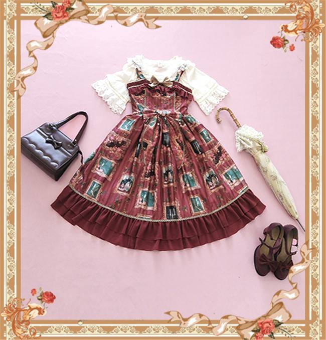 Still Life Picture Frame~ Lolita Printed JSK Dress -out