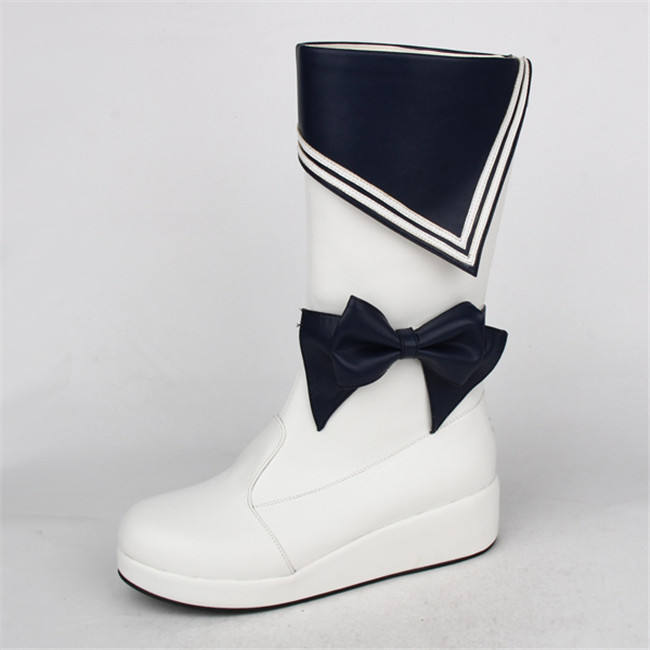 Angelic Imprint- Classic Sailor Style Lolita High Cylinder Boots with Removable Bow