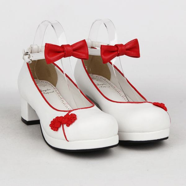 Angelic Imprint- Elegant Bow Embroidery Round/Square Heels Qi Lolita Shoes