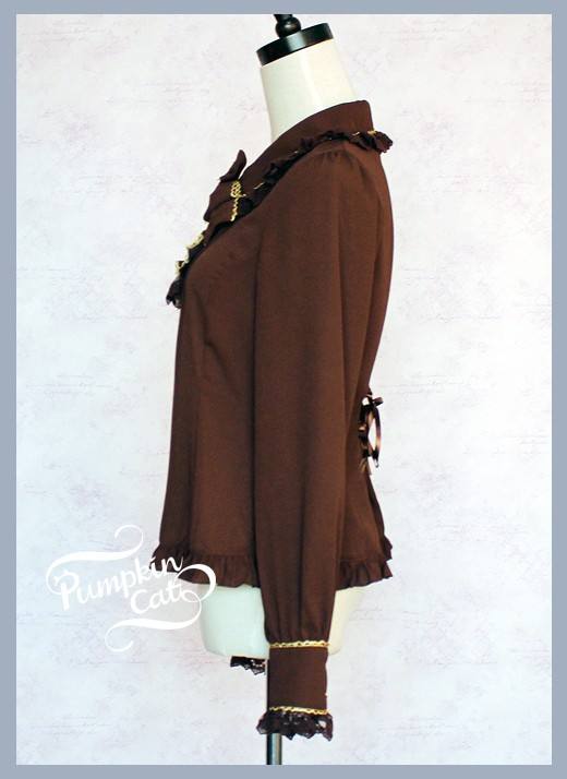 Pumpkin Cat Chiffon Long Sleeves Lolita Blouse-Ready made