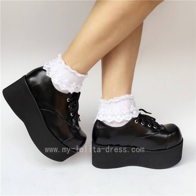 Gothic Matt Black Rivet High Platform Shoes