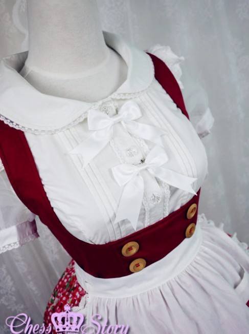 Summer Cherries Strawberry Lolita JSK 3 Colors + Apron