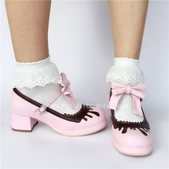 Sweet Black With Coffee Lolita Heels Shoes