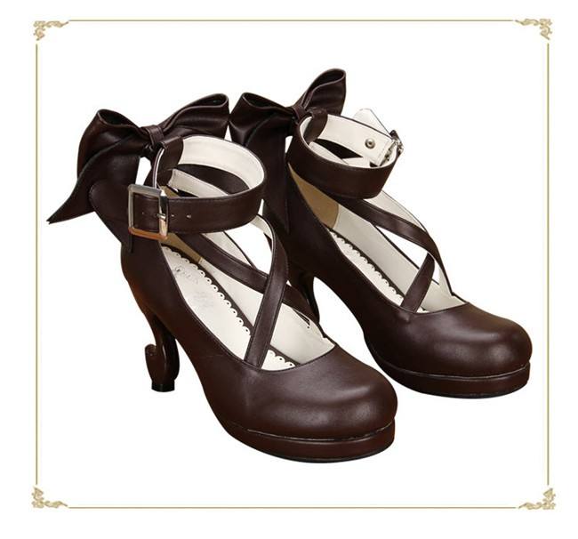 Angelic Imprint- Popular Brown Bow Lolita Anime Heels Shoes