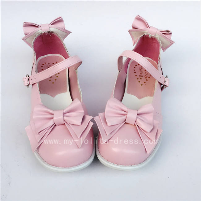Light Coffee Bows Lolita Shoes