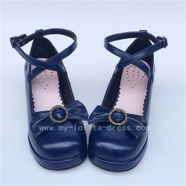 Sweet Cross Belts Single Bow Lolita Shoes