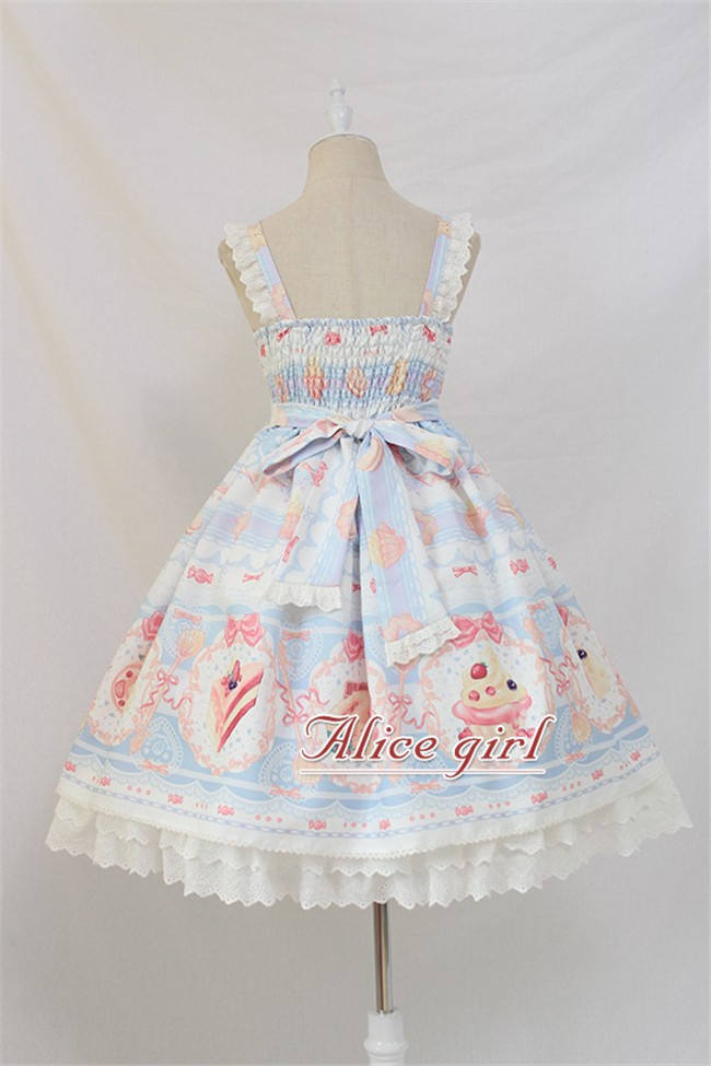 Dessert Chef~ Sweet Lolita JSK With Detachable Apron -Ready Made Light Blue Size S - In Stock